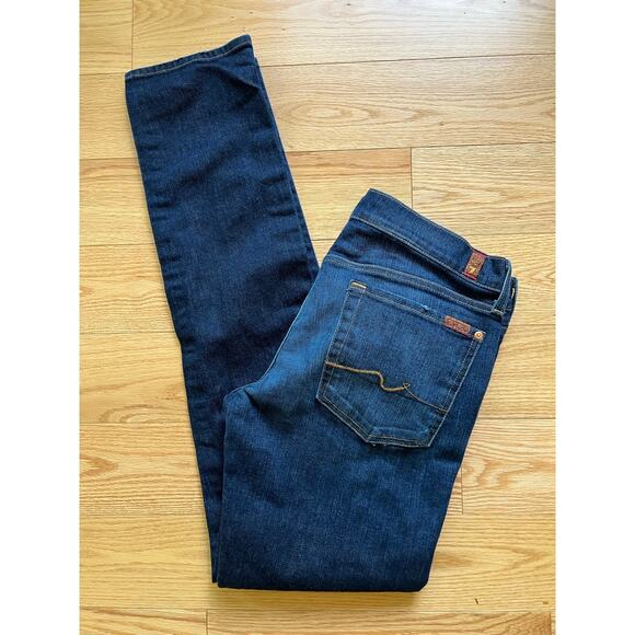 7 For all Mankind Austyn Jeans Straight Leg Dark Blue Size 31 JL - Picture 1 of 11